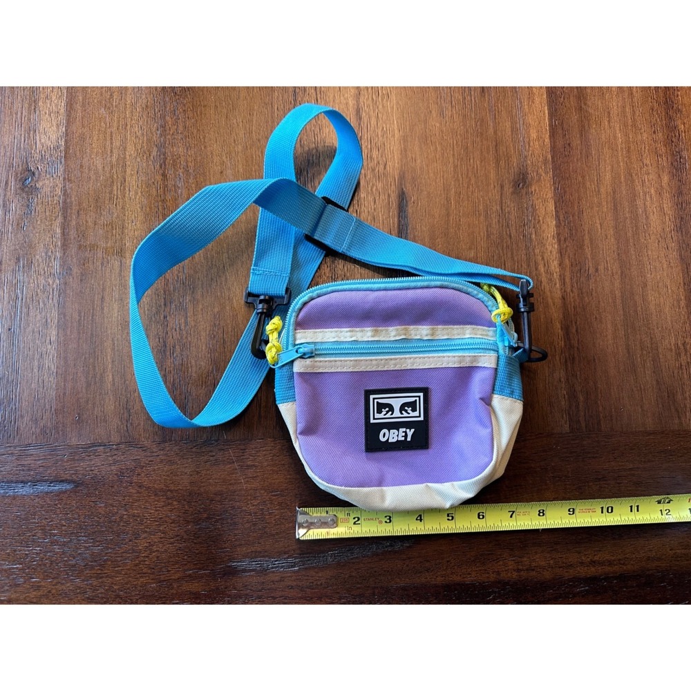 Obey Colorblock Crossbody Bag Purple Blue Streetwear Shoulder Pouch Messenger